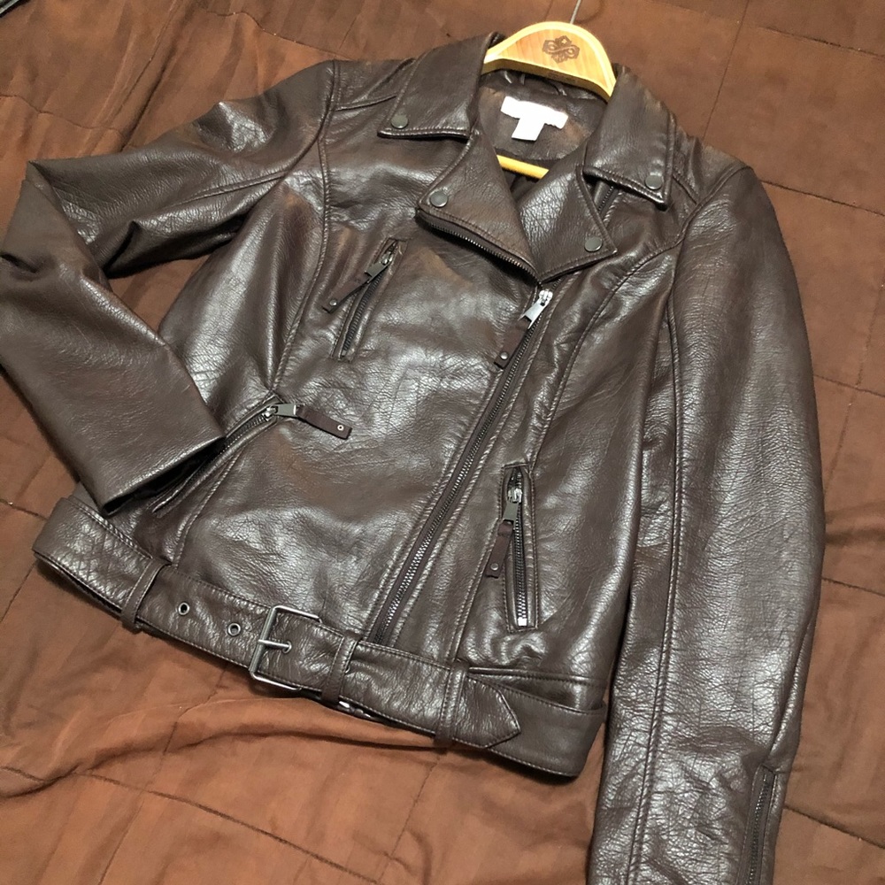 H&M Brown Vegan Leather Jacket